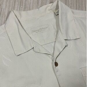 Tommy Bahama Mens 100% Silk Camp Shirt Tropical Beige Large